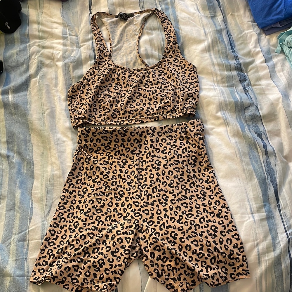 Cheetah Print Two-Piece Athletic Set